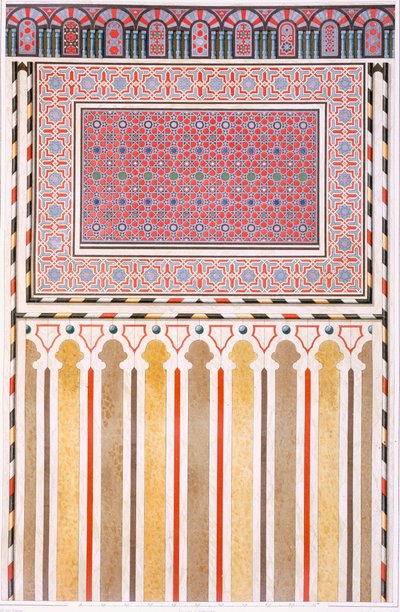 Il Cairo: decorazione della moschea El Bordeyny: motivi geometrici del mosaico del Mihrab, XIX secolo da Emile Prisse d